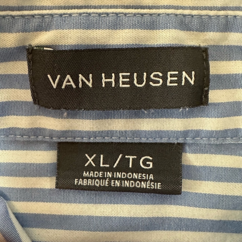 Van Heusen Blue and White Striped Button Down Shirt - Picture 4 of 8